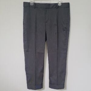 Banana Republic Pant Womens 10P Martin Fit Gray Flat Front Cropped Cuffed Dressy